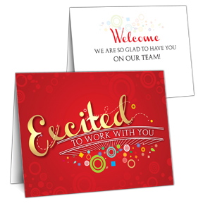 Excited Employee Welcome Card