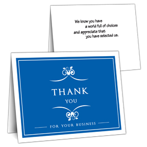 Blue Business Thank You Card with slots
