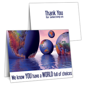 Thank you card with business card slots
